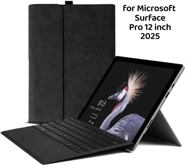 YNMIWEI Business-Hülle für Microsoft Surface Pro 12 Zoll (2025) aus PU-Leder in Braun mit Mehrfach-Winkelansicht-Ständer und Tastaturhalterung - Bild 1