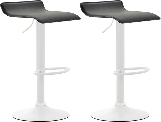 2er Set DELUKE Barhocker DERID aus Kunstleder in Schwarz und Weiß, höhenverstellbar und drehbar, B/T/H: 36 x 39 x 63 cm - Bild 1