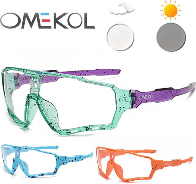 OMEKOL Sportsonnenbrille, Vollrand, Photochrome, Multicolor, Unisex - Bild 1