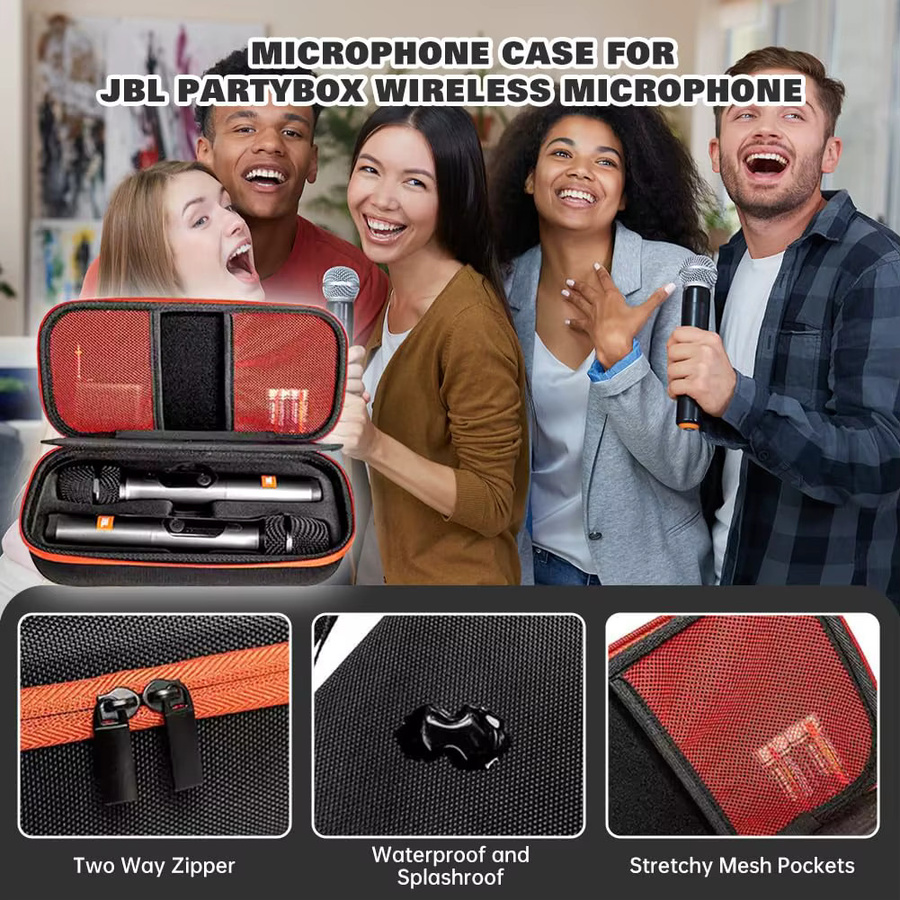 JBL PartyBox Wireless Reise-Tragetasche mit EVA-Aufbewahrung für zwei Mikrofonsysteme, Schwarz - Bild 5