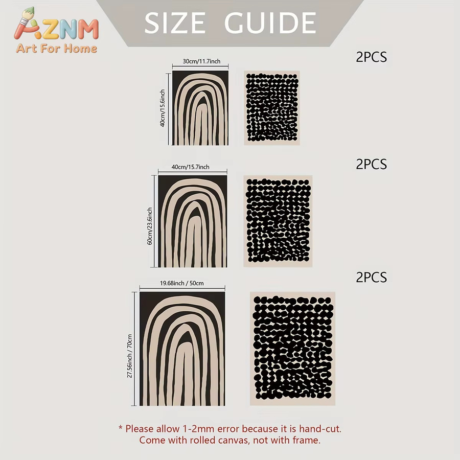 AZNM Abstraktes geometrisches Leinwand-Wandbild in Schwarz und Beige im Mid-Century Modern Stil - Bild 2