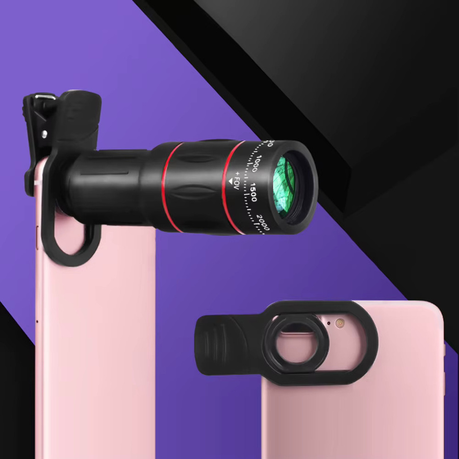 Universelles Zoom Handy-Kameraobjektiv Set mit Telefonclip für Android und iPhone, Teleobjektiv in Schwarz - Bild 4