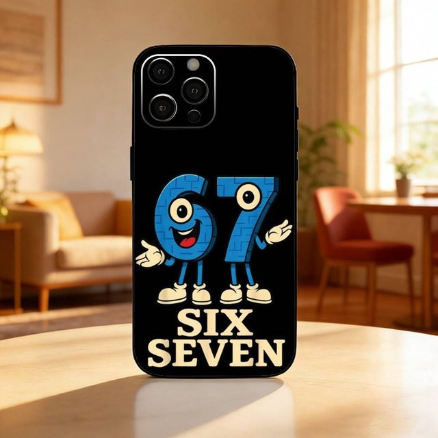 67 Six Seven Handyhülle aus weichem Silikon für iPhone 17, 16, 15, 14, 13, 12 Plus und Max in Schwarz - Bild 1