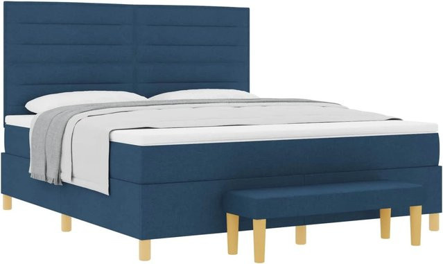 vidaXL Boxspringbett mit Matratze und Kopfteil in Blau, B/T/H: 180 x 200 x 128 cm - Bild 1