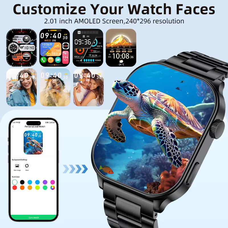 LIGE Smartwatch, Edelstahl, Schwarz, Herren und Damen - Bild 5