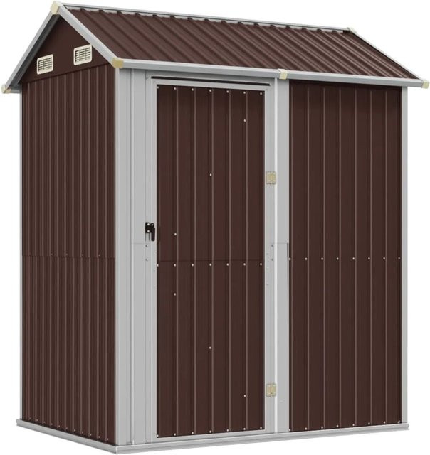 vidaXL Gerätehaus aus verzinktem Stahl in Braun, B/T/H: 192 x 152,5 x 237 cm - Bild 1
