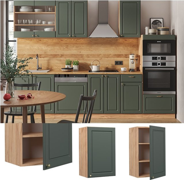 Vicco Hängeschrank Fame-Line Landhaus Eiche Grün-Gold mit Softclose-Scharnieren und Einlegeboden - Bild 1