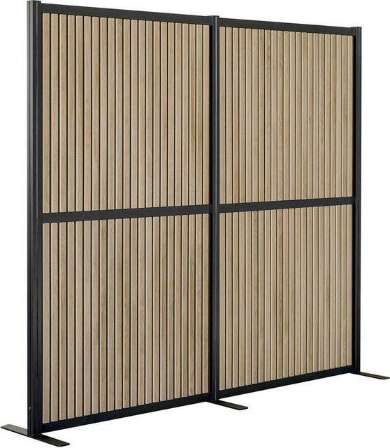hjh OFFICE Trennwand FLEXMIUT MODUL in Schwarz mit gestreiftem Stoffdesign, Höhe: 190 cm - Bild 1