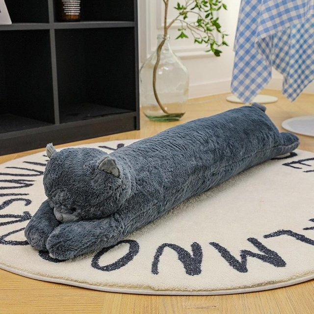 Langes Streifenkissen von Yiran Furniture in Grau und Blau, rechteckiges Lendenkissen und Beinkissen, Länge: 100 cm - Bild 1