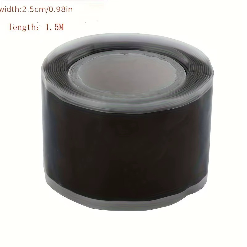YITAPE Selbstverschweißendes Silikonband Schwarz, Wasserdichtes Reparaturband für Leckagen, Breite: 2,5 cm, Länge: 1,5 m - Bild 3