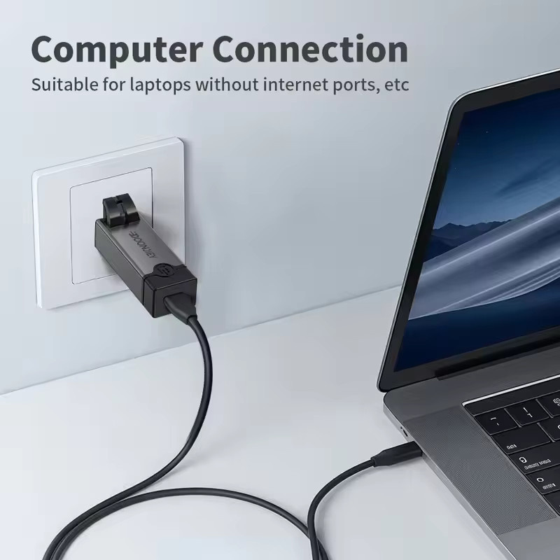 DOONJIEY USB-C-auf-Ethernet-Adapter 1000Mbps Gigabit RJ45 Netzwerkkonverter in Weiß für Laptops und Macbook Pro - Bild 2