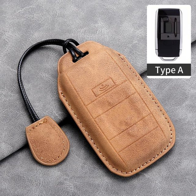 Leder Smart Key Cover Case für Rolls-Royce Cullinan Phantom Ghost Wraith Dawn in Braun mit Schlüsselanhänger und Schnalle - Bild 1