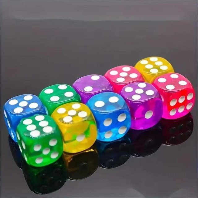 Allbestart Spielwürfel, 10-teiliges Set, 14mm, Transparent, Bunt / Mehrfarbig - Bild 1
