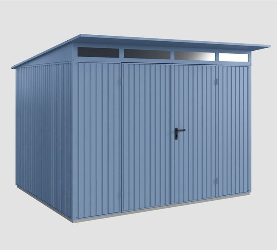 Hörmann Gerätehaus Trend mit Pultdach und Doppeltür in Taubenblau, B/H/T: 302,8 x 232,3 x 238 cm - Bild 3