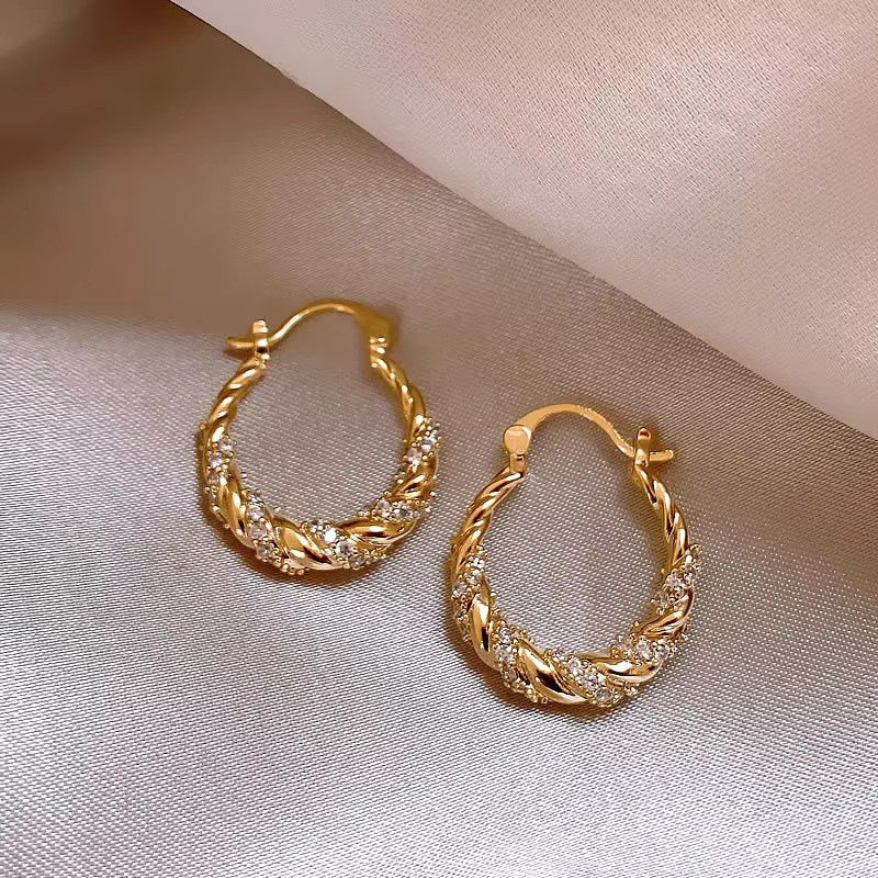 Huitan Creolen, Gold, Zirkonia, Damen - Bild 2