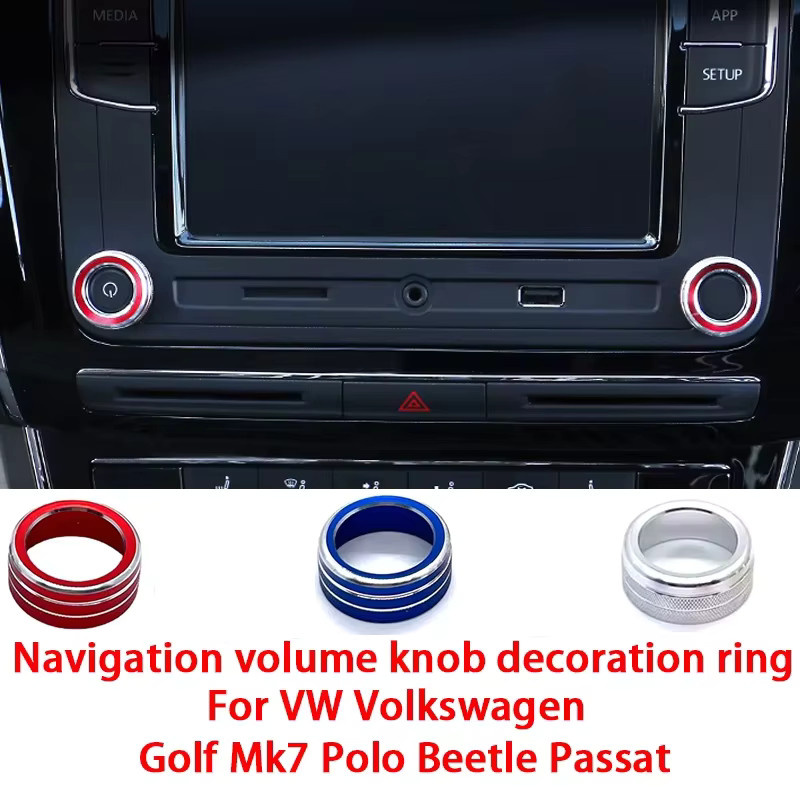 Set aus 2 Dekorationsringen für Armaturenbrett-Navigations- und Lautstärkeregler passend für Volkswagen VW Golf MK7, Polo, Beetle und Passat - Bild 2
