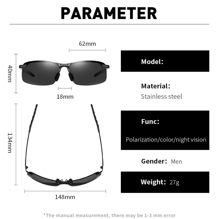 Polarisierte Sonnenbrille für Herren, rectangular, metal, black - Bild 2