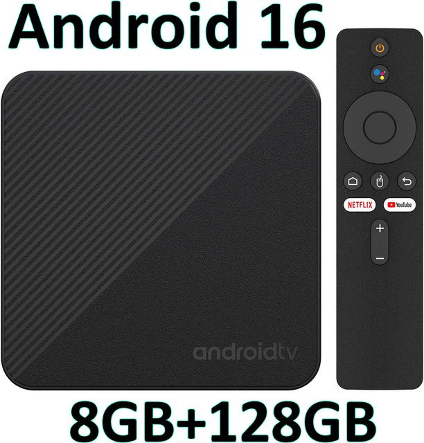 YOZHIXU Intelligente TV Box RK3518 T8 Android 16 mit 8GB RAM und 128GB Speicher, 8K HD Video, WiFi6 und Bluetooth 5.4, Schwarz - Bild 1