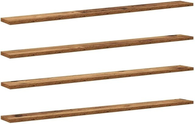 vidaXL Regalbrett Set aus 4 Stück in Altholz Braun aus Holzwerkstoff, B: 100 cm, T: 10 cm, H: 1,5 cm - Bild 1