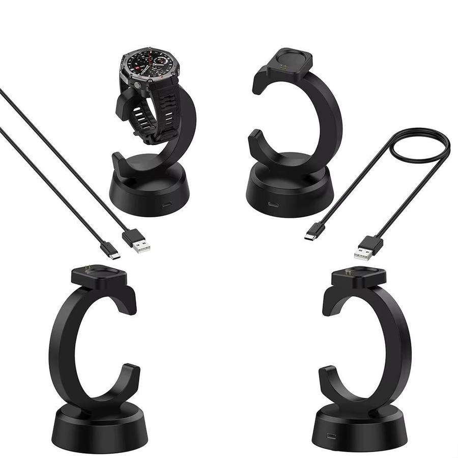 USB-Ladekabel für Amazfit T-REX3 Pro HelioStrap Smartwatch in Schwarz mit USB-A und USB-C Anschluss - Bild 5