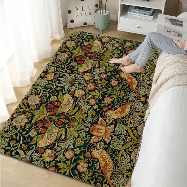 Karpetti Badezimmerteppich William Morris Erdbeere im Retro-Stil, rutschfeste Fußmatte mit floralem Design, B/T: 80 x 120 cm, Multicolour - Bild 1