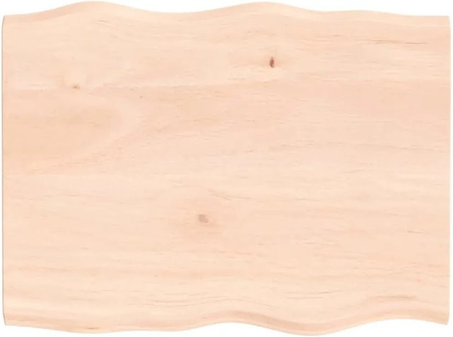 vidaXL Tischplatte aus Massivholz Eiche Unbehandelt mit Baumkante, Farbe: Braun/Beige, B/T/H: 80 x 60 x 2 cm - Bild 1