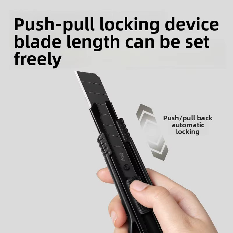 Einziehbares Universalmesser mit automatischer Verriegelung und Hochkarbon-Stahlklingen in Schwarz für 9mm Klingen - Bild 6