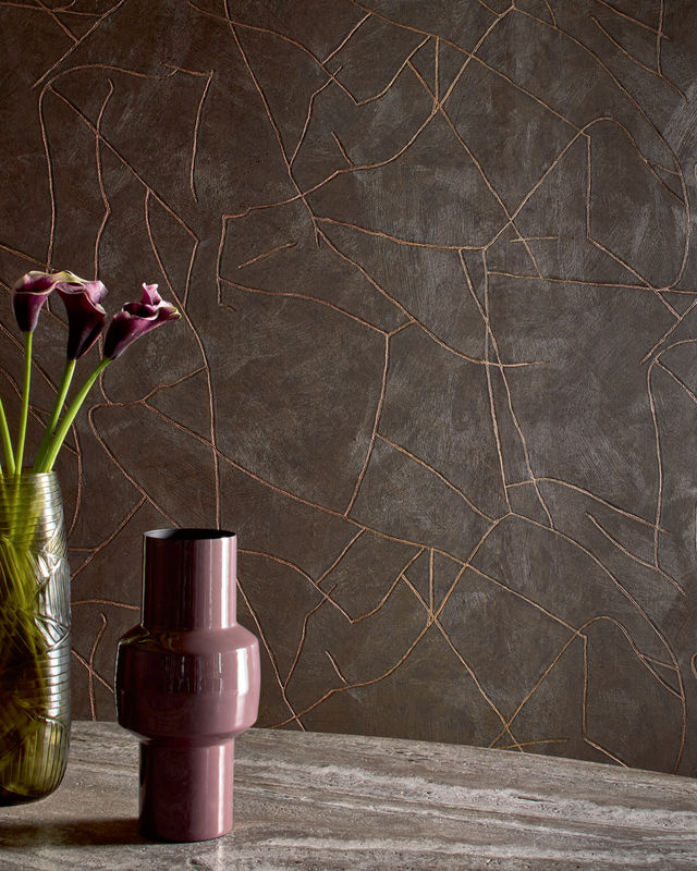 Élitis Tapete Kintsugi VP 1004 70 in Gold, Silber und Braun mit abstraktem Design aus Vlies und Vinyl - Bild 2