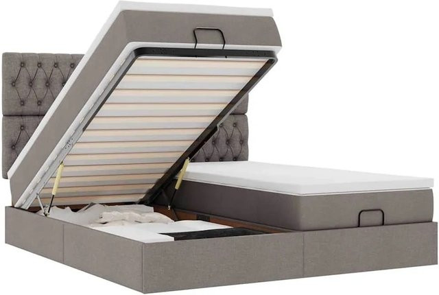 vidaXL Ottoman-Bett mit Matratze in Taupe, B/T: 200 x 200 cm - Bild 1