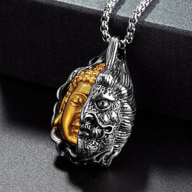 Halskette Noter, Buddha Dämon Anhänger, Herren, 53,34 cm - Bild 1