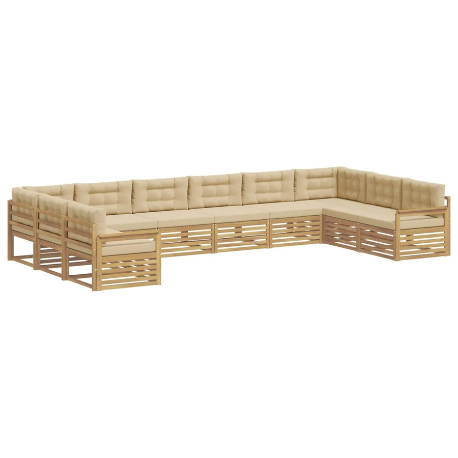 vidaXL Sofagarnitur aus Massivholz Akazie in Beige mit Latten-Design und Armlehnen - Bild 2