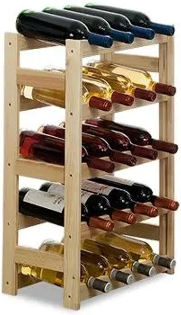 PROREGAL Pinotwine Weinregal aus massivem Kiefernholz, Natur Unbehandelt, Braun, H x B x T: 70 x 43 x 25 cm, Platz für 20 Flaschen - Bild 1