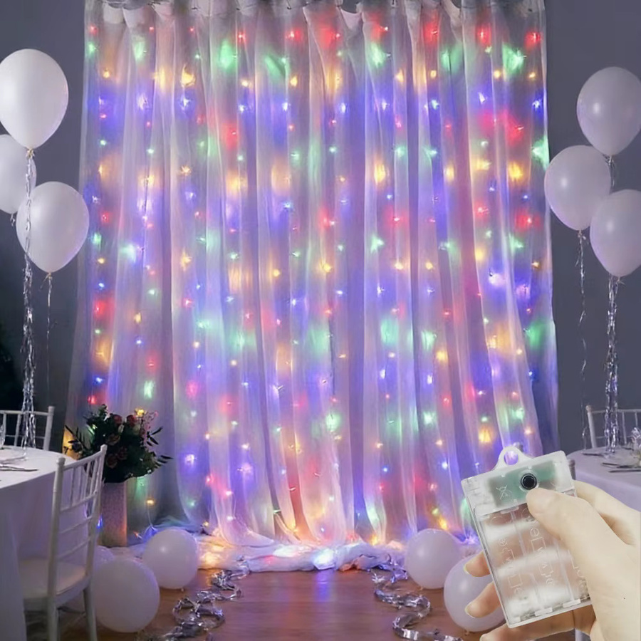 TONECY LED-Lichtvorhang in Pink mit Fernbedienung und 8 Beleuchtungsmodi, batteriebetriebene SMD Feenlichter zur Dekoration von Schlafzimmer, Hochzeit oder Party - Bild 2