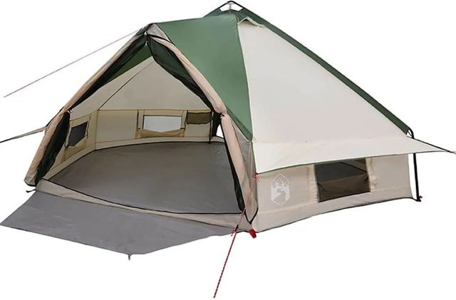 vidaXL Teepee Zelt mit Dach Grün und Weiß B/T/H: 490 x 410 x 210 cm - Bild 1