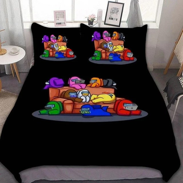 Among Us Bettwäscheset mit 3D-Digitaldruck für Kinder und Jugendliche, Schwarz, B/H: 140 x 210 cm - Bild 1