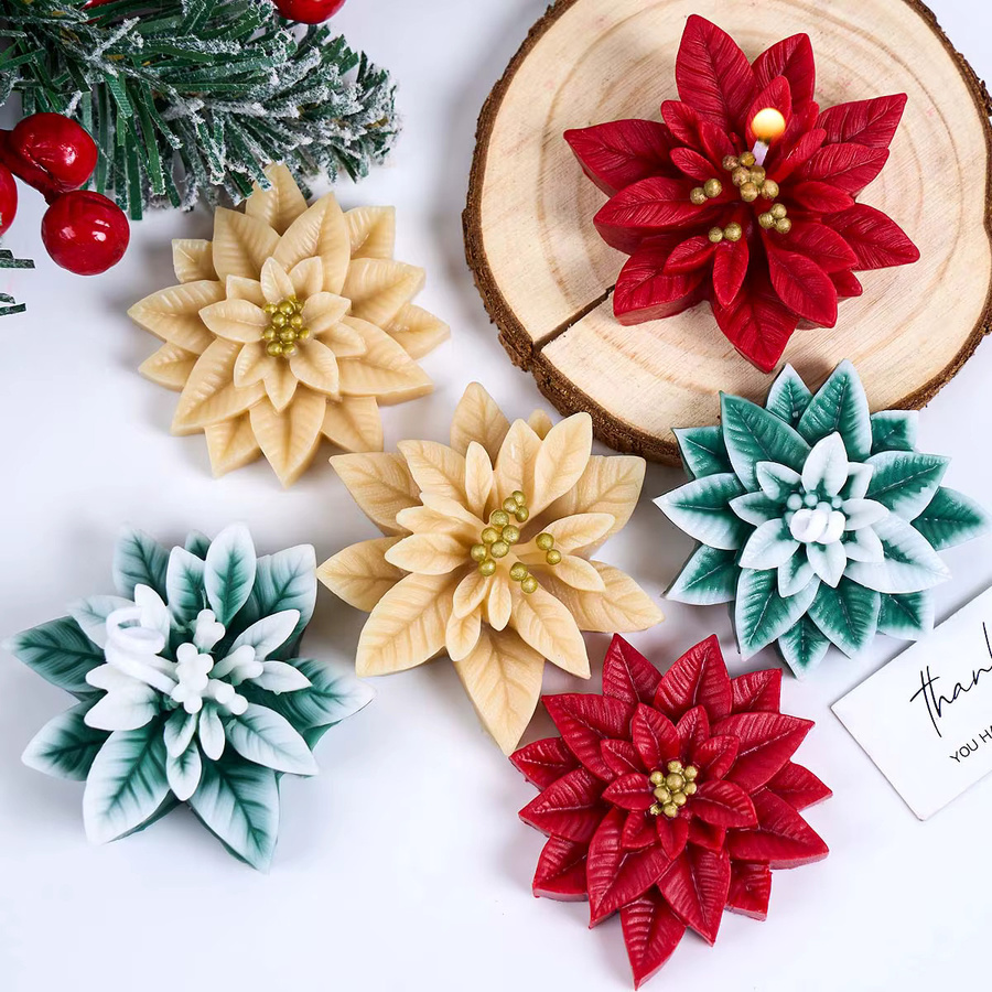 UDOCOOL Silikonform für Weihnachtsornamente in Holly Leaf und Berry Form für DIY Seifen, Gips und Harz, Mehrfarbig - Bild 2