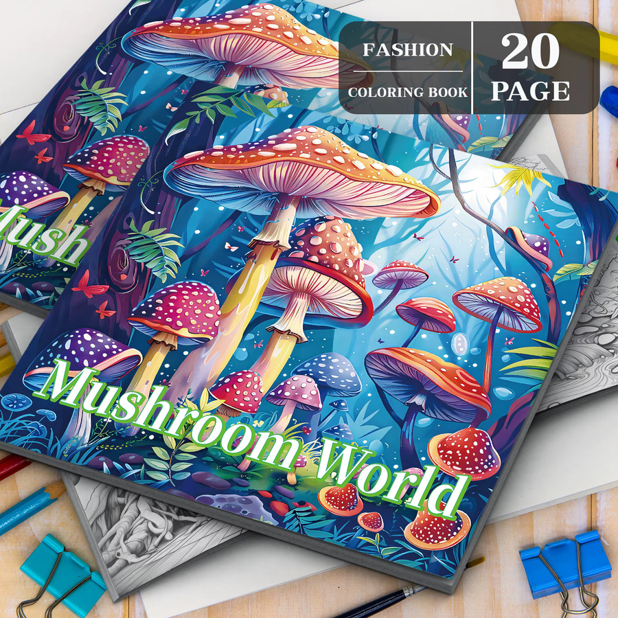 Pilzwelt Malbuch für Erwachsene mit Fantasy-Motiven aus einem verzauberten Wald zur Entspannung und Anti-Stress-Therapie in Multicolour - Bild 3