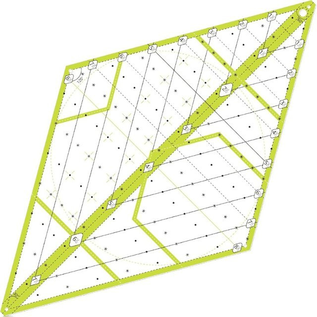 Kanayu 60-Grad-Diamantlineal aus Acryl in Transparent für Quilten, Nähen und Patchwork - Bild 1
