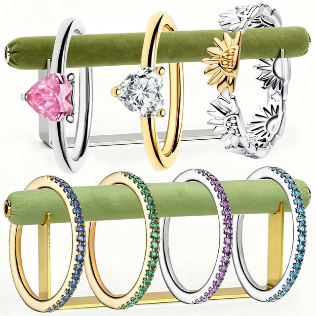 Ring 925 Silber, Zirkonia, Herzförmig, Pfirsichblüten-Sonnenring - Bild 1