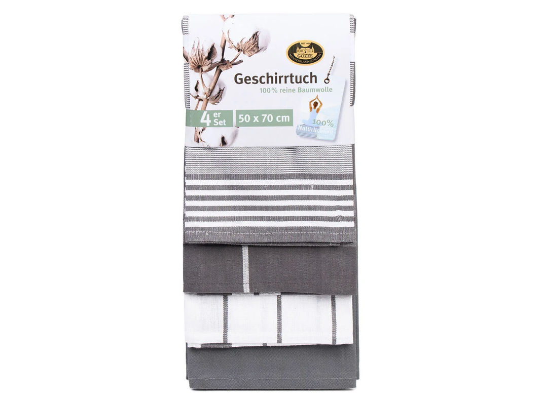 GÖZZE Geschirrtücher 4er Pack aus Baumwolle, Anthrazit, B/H: 50 x 70 cm - Bild 3