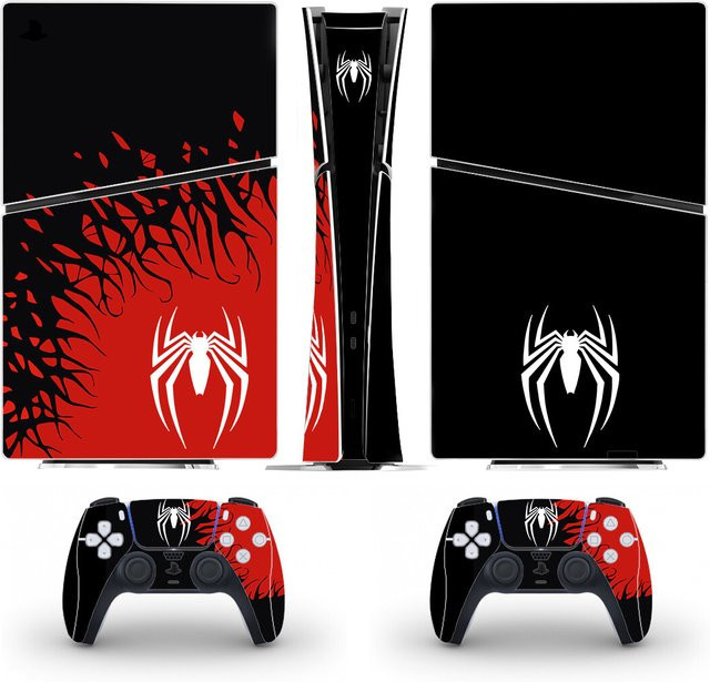 Sony Spider Skin Vinyl Aufkleber Set für PS5 Slim Digital Konsole und 2 Controller in Gold und Multicolour - Bild 1