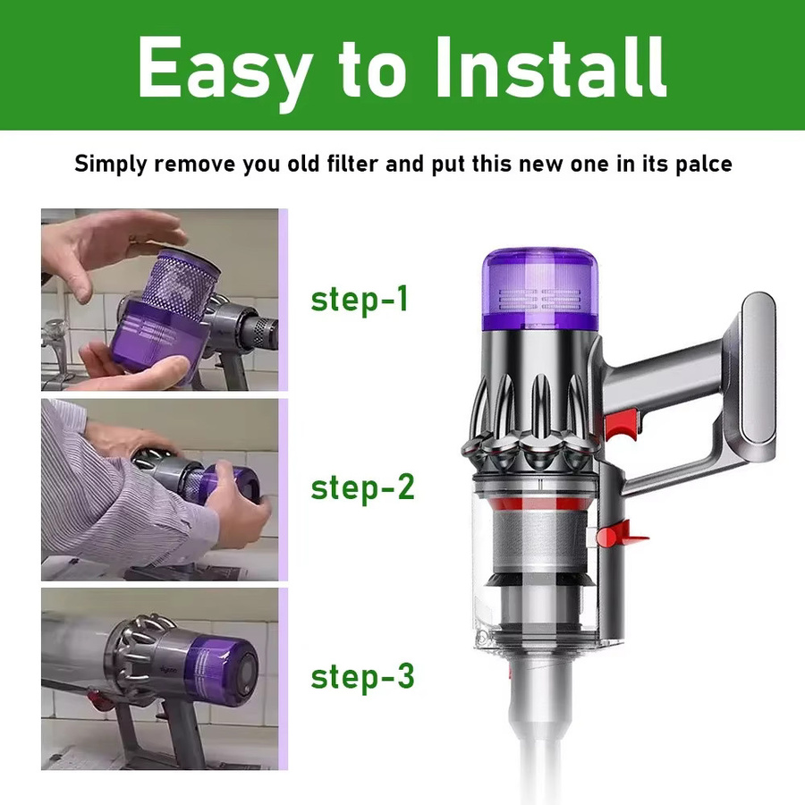Dyson Ersatz-Zubehörset für V10 Slim SV18 Akku-Staubsauger mit waschbarem HEPA-Filter und Reinigungsbürste in Purple - Bild 3