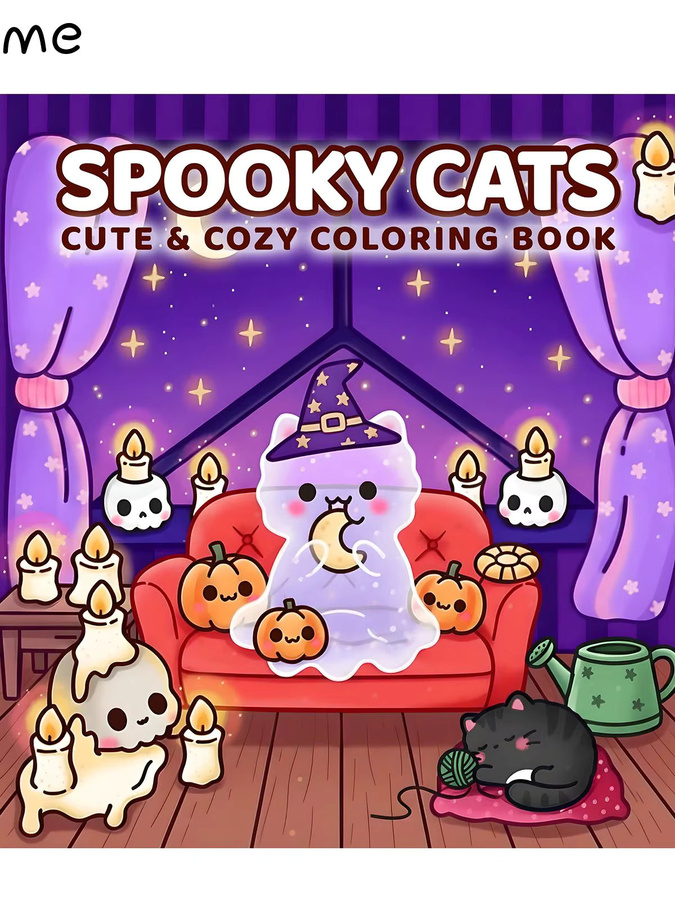 SPOOKSY CATS Malbuch für Erwachsene mit bunten Cartoon-Mustern und einfachen Linien zur Entspannung und zum Stressabbau - Bild 4