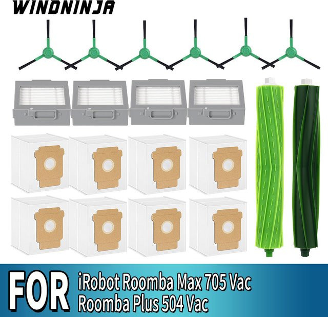 iRobot Roomba Zubehör Set mit Rollenbürsten, Hepa-Filter und Staubbeuteln für Max 705 Vac Plus 504 Vac Staubsauger Ersatzteile - Bild 1