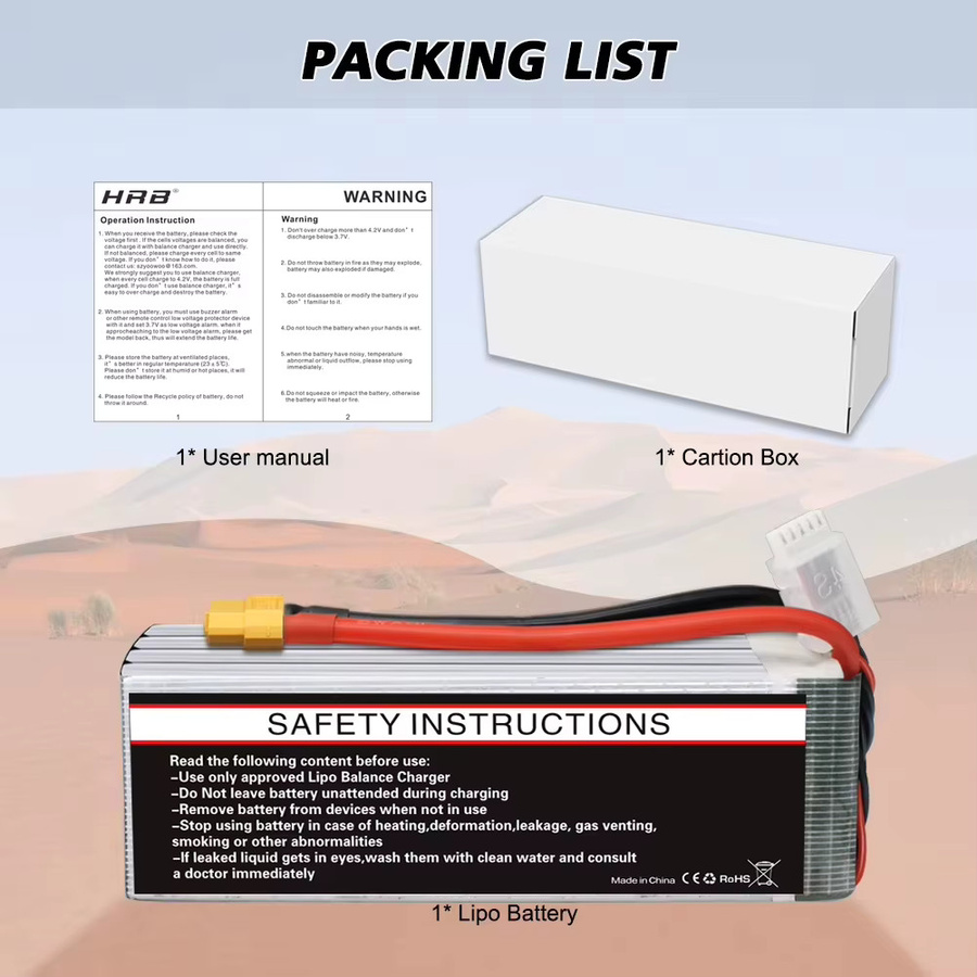 HRB LiPo Batterie 14,8 V 4S 5000 mAh 50C mit XT60 Anschluss für RC FPV Flugzeuge, Drohnen, Racing-Boote und Autos - Bild 4
