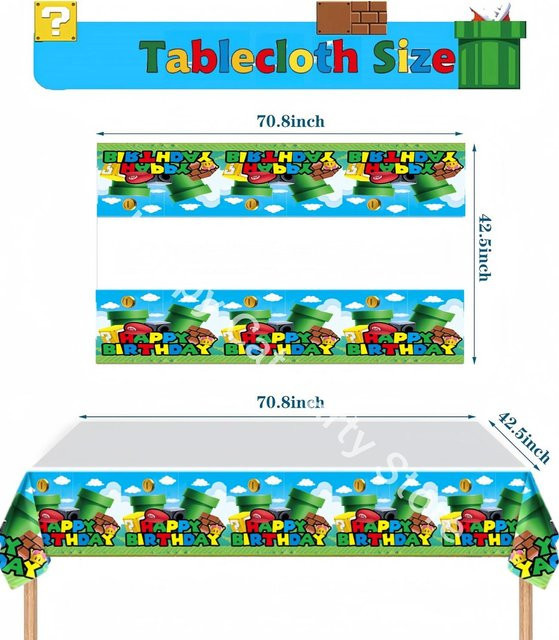WW Clothing Einweg-Tischdecke Super Mario Motiv für Geburtstagsparty und Kinderdeko, Blau/Rot, Rechteckig - Bild 1