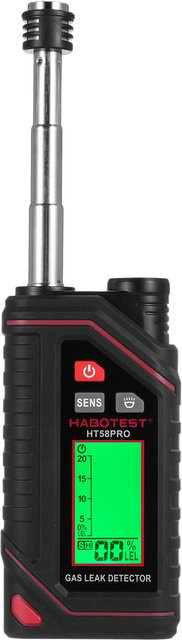 HABOTEST HT58PRO Wiederaufladbarer Erdgasdetektor und Gasleckdetektor mit 11,5 Zoll ausziehbarem Sensor in Schwarz - Bild 1