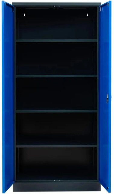 PROREGAL Stahlschrank Bee mit 5 verstellbaren Fachböden und Schließsystem, Schwarz & Blau, H x B x T: 195 x 92 x 42 cm - Bild 1