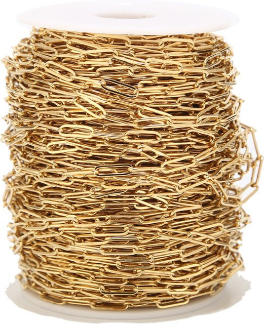 Touredbeads Kabelkette Edelstahl, goldfarben, 1 m, 4 mm x 12 mm - Bild 1