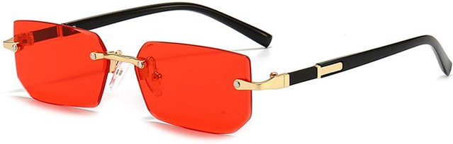 YM01-FASHION Sonnenbrille, randlos, rechteckig, Metall, Unisex, rot - Bild 1
